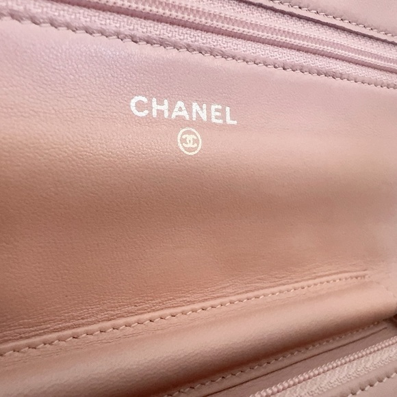 Chanel Pink Lambskin Classic Wallet on Chain - Picture 9 of 14